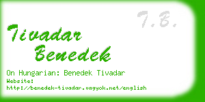 tivadar benedek business card
